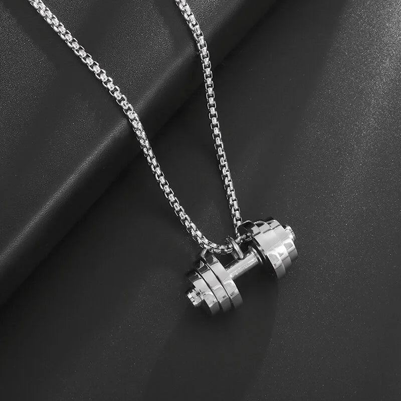 Titanium Steel Dumbbell Necklace