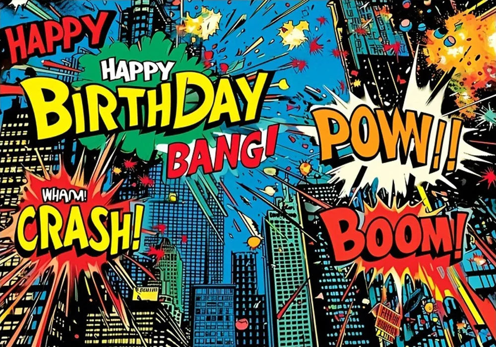 Superhero City Photo Background Children Baby Boy Birthday Party Photography Backdrop Wall Cake Table Decoration Banner
