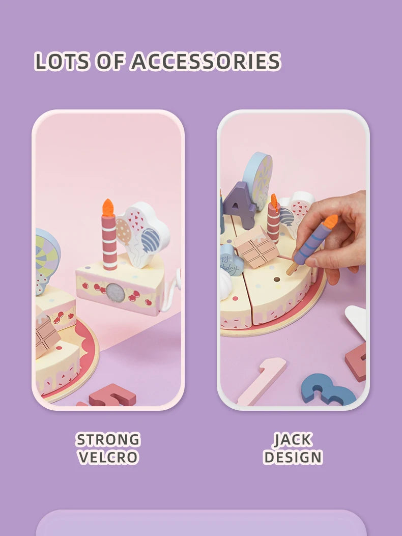 Wooden Kitchen Toys Pretend Toys Cutting Cake Play Set Food Kids Toys Montessori Tea Party Learning Educational Toys For Gifts