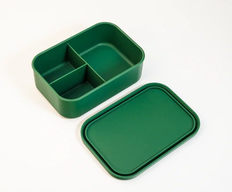 Silicone Bento Lunch Box for Toddlers Kids, 3 Compartments, Leak-Proof & BPA-Free Lunch Container, Microwave & Dishwasher Safe