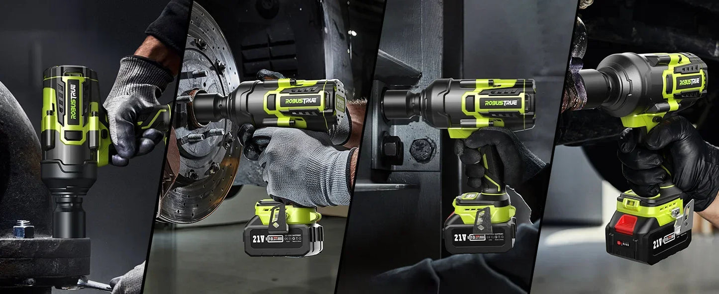 Robustrue 2000N.m Torque Brushless Electric Impact Wrench 3/4-1/2 Cordless Screwdriver Impact Gun RT2000A 5Ah Battery for Makita