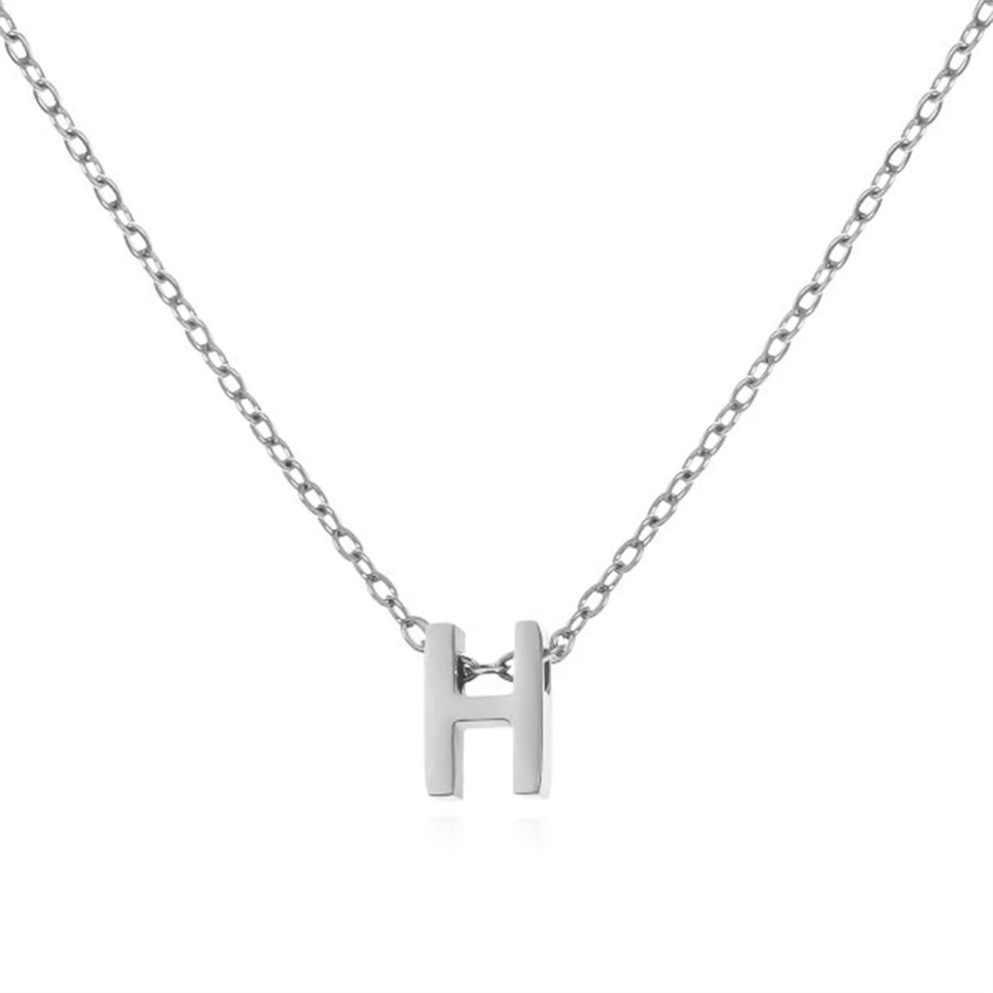 Silver Color Tiny A-Z Initial Letter Necklace for Women Stainless Steel 26 Alphabet Name Pendant Necklaces Jewelry Birthday Gift