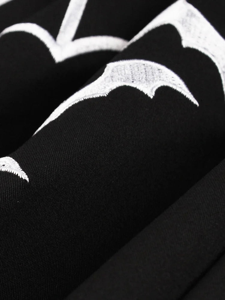 Tonval Bat Embroidery Halloween Costumes Party Vintage Dresses for Women Cap Sleeve Keyhole Front Cotton Retro A Line Dress
