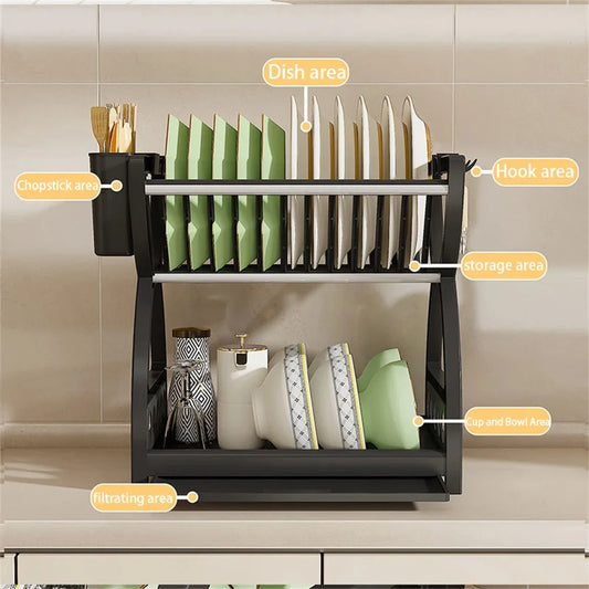 Kitchen Storage Rack, Bowl And Dish Storage Rack, Drain Rack, Household Multifunctional Bowl And Chopstick Rack Storage Box 