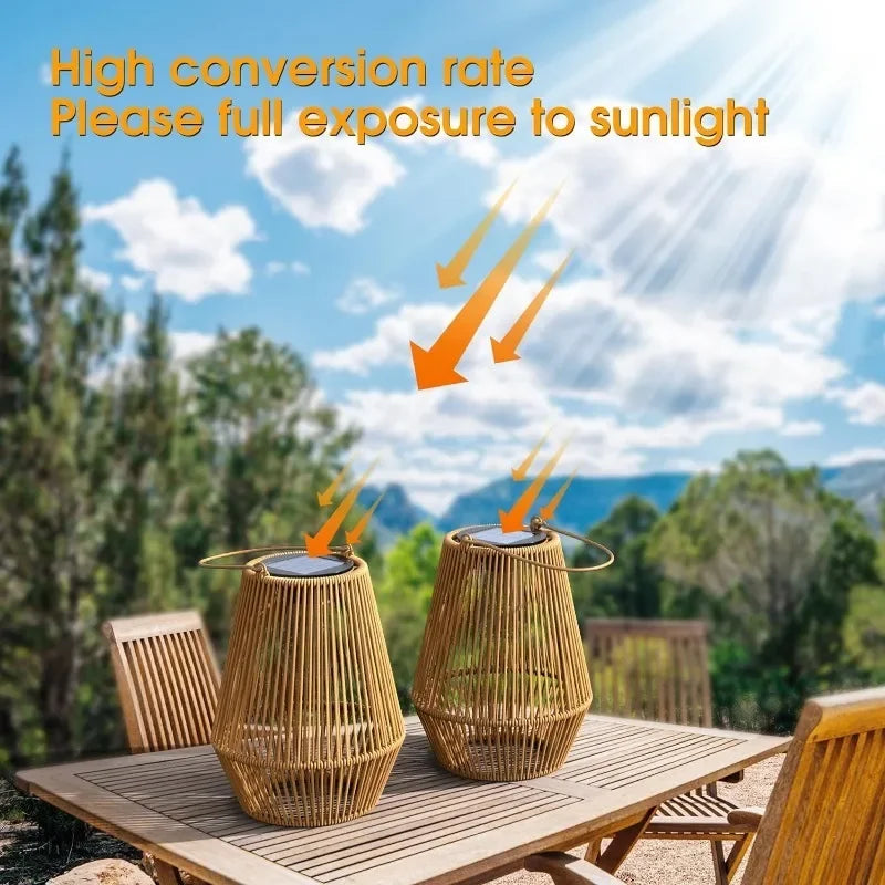 Outdoor Induction Hanging Handmade Woven Waterproof Solar Light, 0.6W Solar Tungsten Filament Lantern Yard Patio Street Light