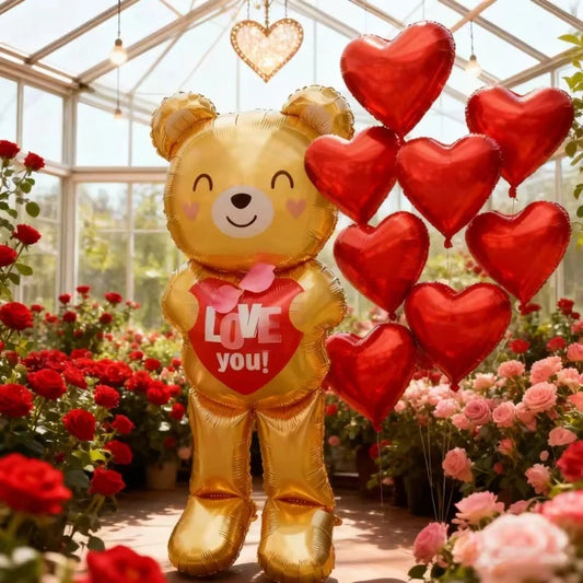 Large 60inch Standing Heart Bear Balloon Valentine's Day Party Decoration Photography Props Room Decoration Foil Balloon