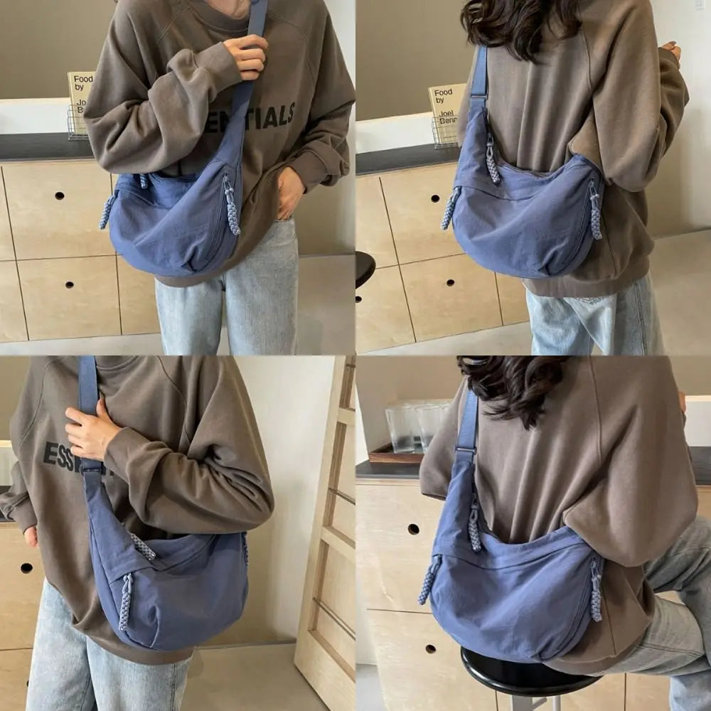 New Canvas Crossbody Bags Large Capacity Korean Simplified Shoulder Bag Lightweight Solid Color Dumpling Bag Travel