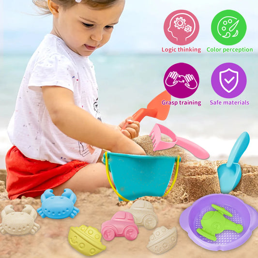 Baby Beach Toys Children Outdoor Summer Sand Play Set Infants Digging Sand Plastic Shovels Buckets Water Play Beach Toys for Kids