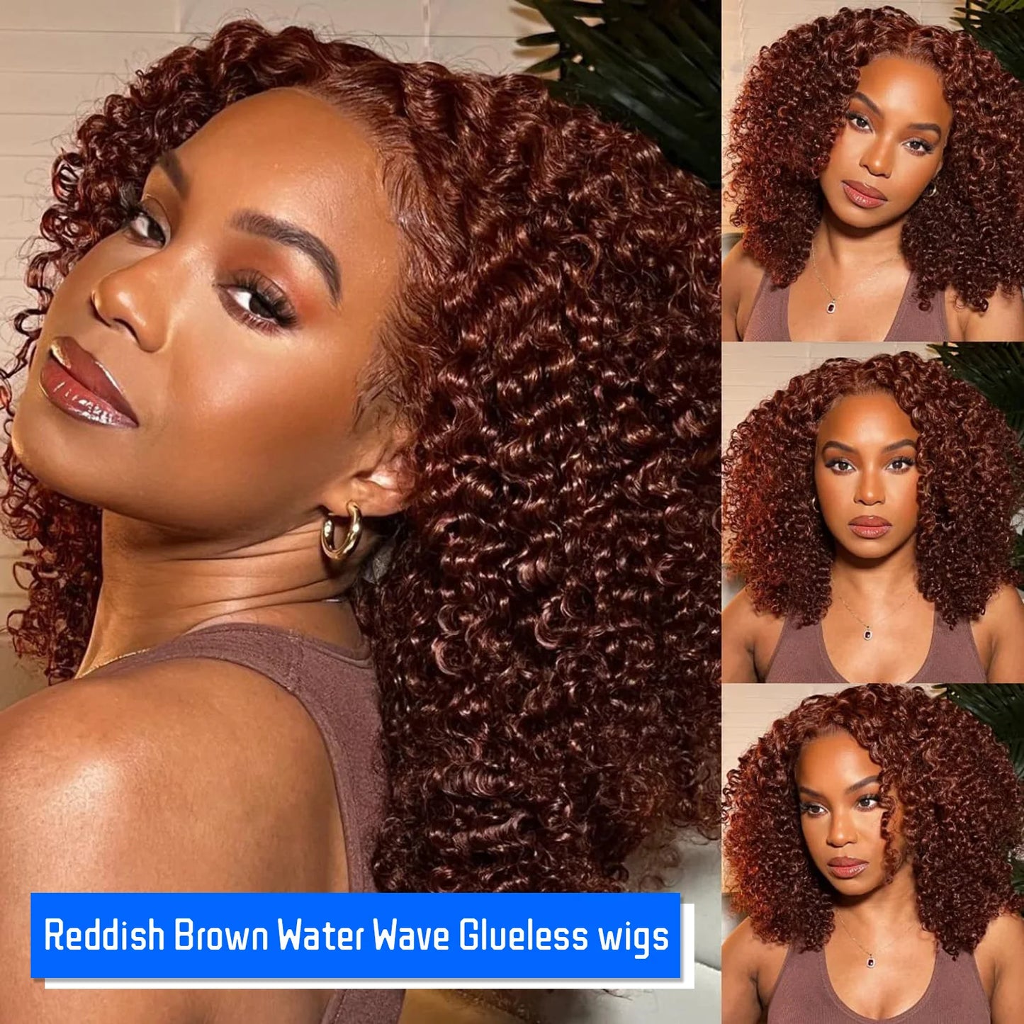 Short Bob Wigs Reddish Brown Curly Bob Wig Red Colored Lace Front Human Hair Wigs For Women Brazilian Pre Plucked Bob 12 14 Inch