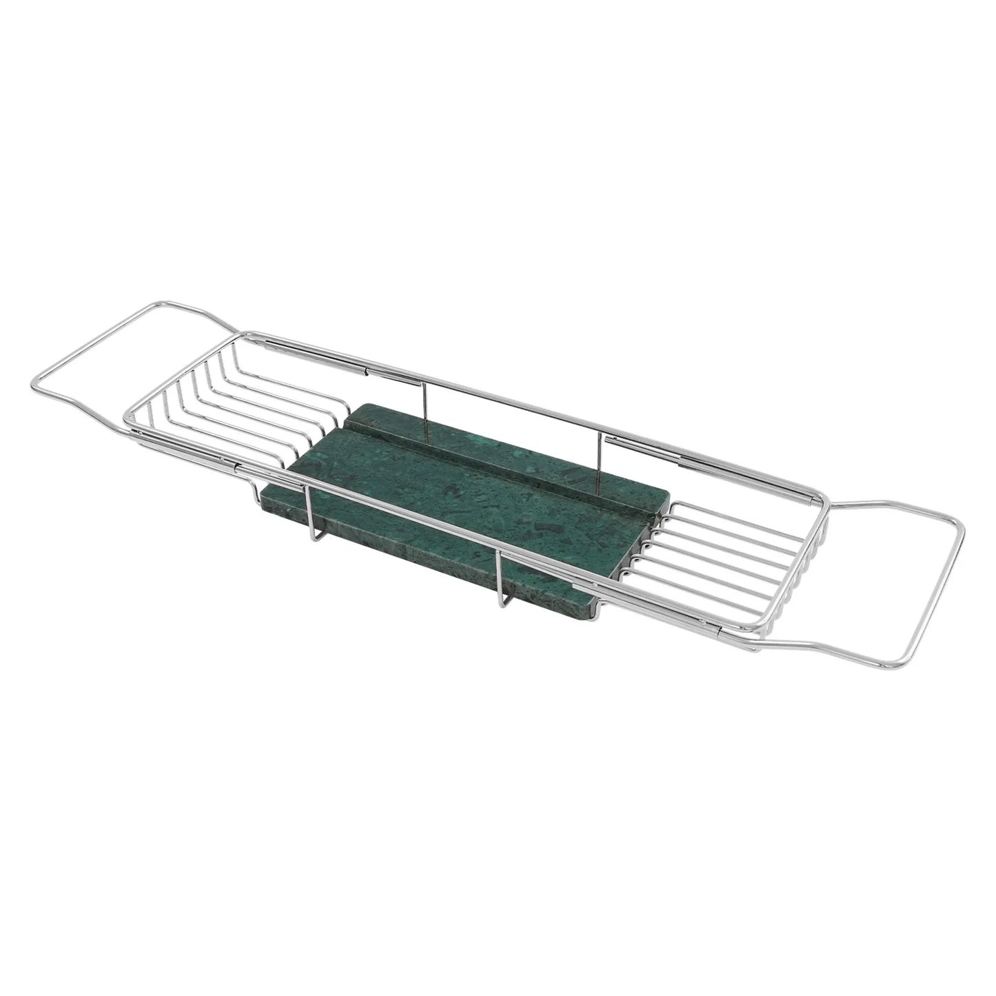 Expandable Stainless Steel Bathtub Tray, Bathtub Tray with Marble Board 68-90cm