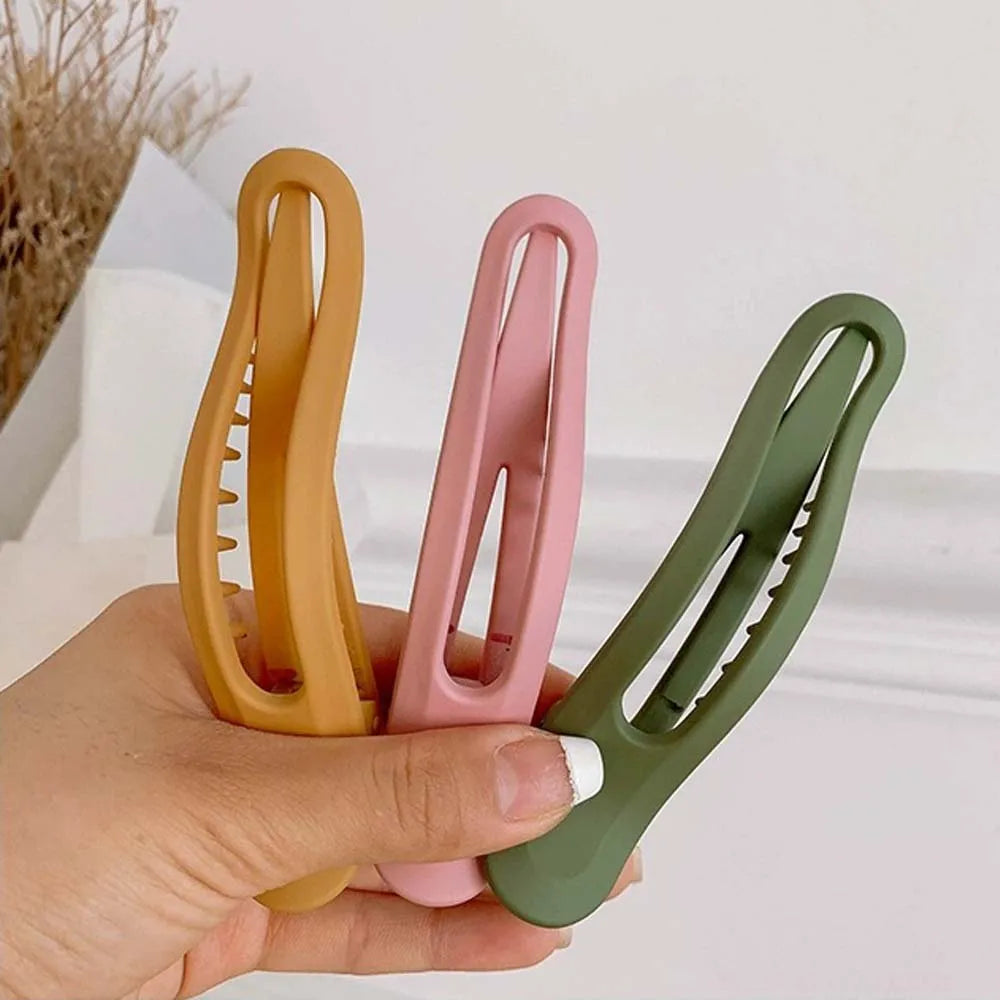 Large Matte Candy Color Hair Claw – Simple Plastic Duckbill Clip for Women and Girls