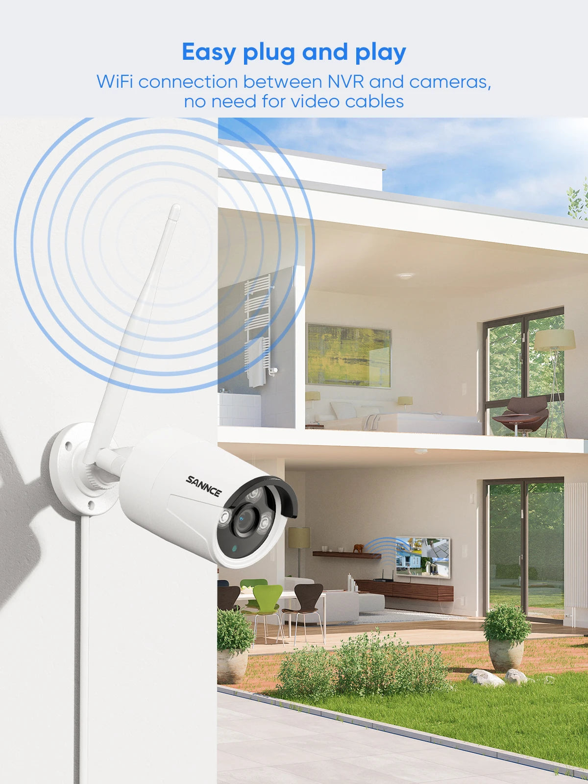 SANNCE 5MP WiFi CCTV Camera System 10CH NVR Two Way Audio Security Camera Video Surveillance Kit Outdoor Wireless IP Cameras