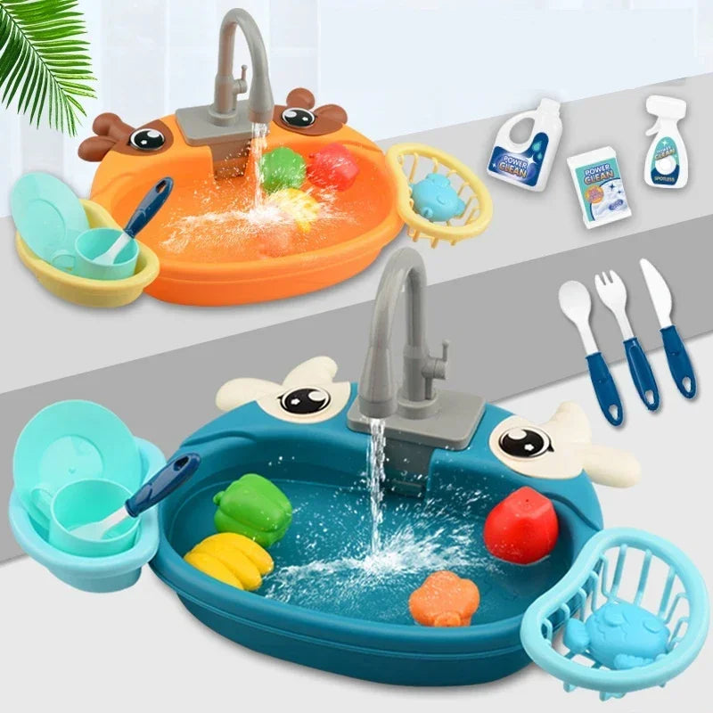 Kitchen Sink Toys Pretend Play Electric Dishwasher Mini Kitchen Food Household Toy Playset Children Role Play Kids Girl Toys