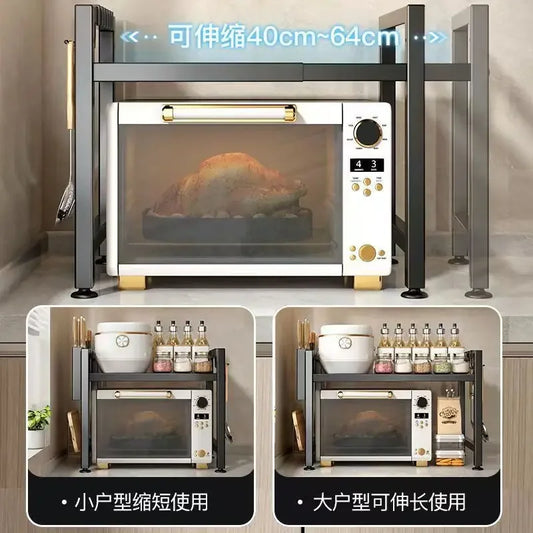 Kitchen Microwave Rack Retractable Oven Storage Rack Desktop Multi-layer Household Multifunctional Storage Rack