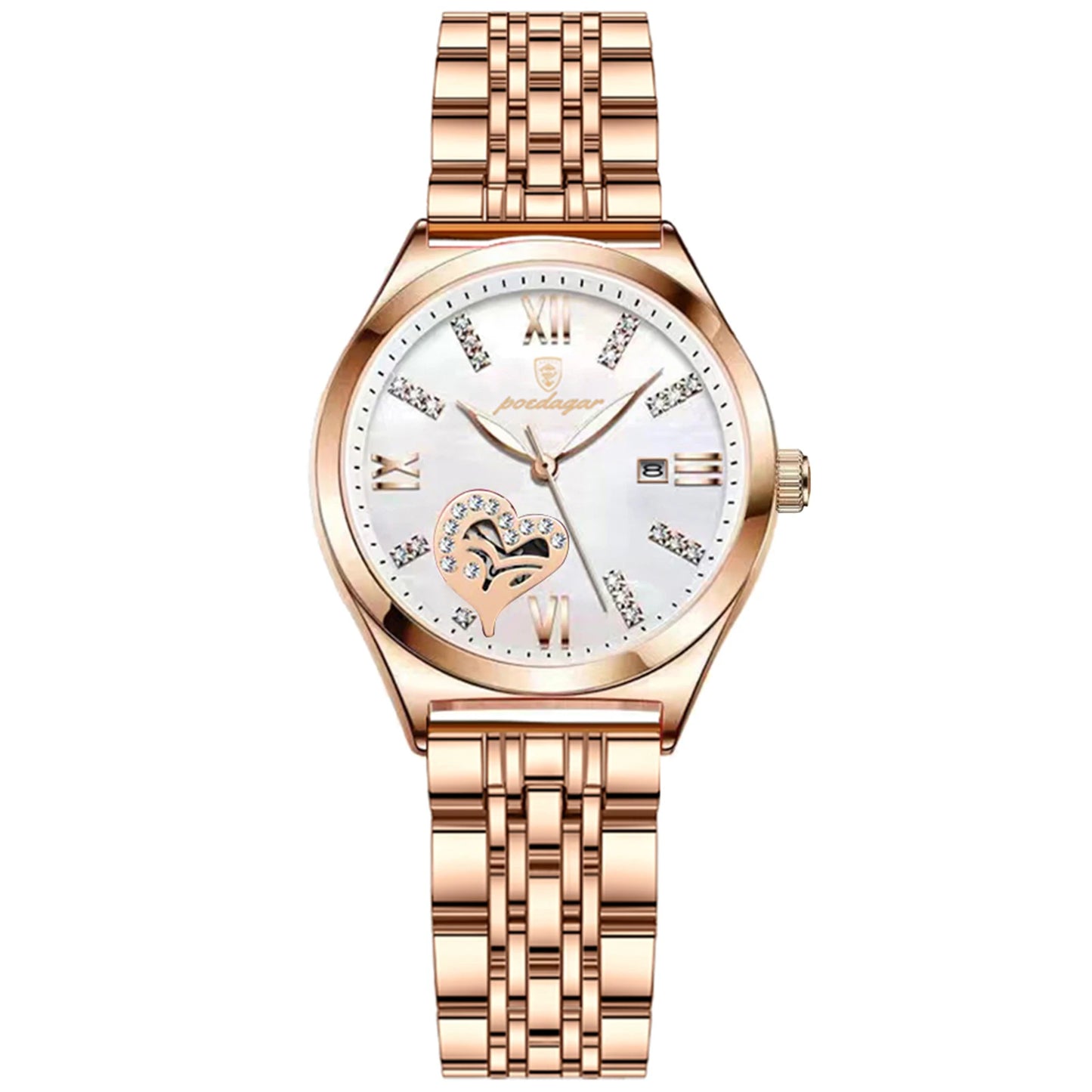 POEDAGAR Exquisite Luxury Watches For Women Waterproof Luminous Date Stainless Steel Casual Woman Wristwatch Quartz Ladies Watch