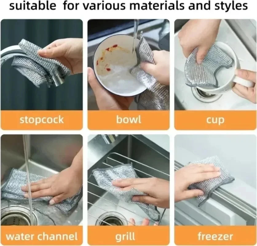 Thickened Steel Wire Cleaning Non-Scratch Cloth