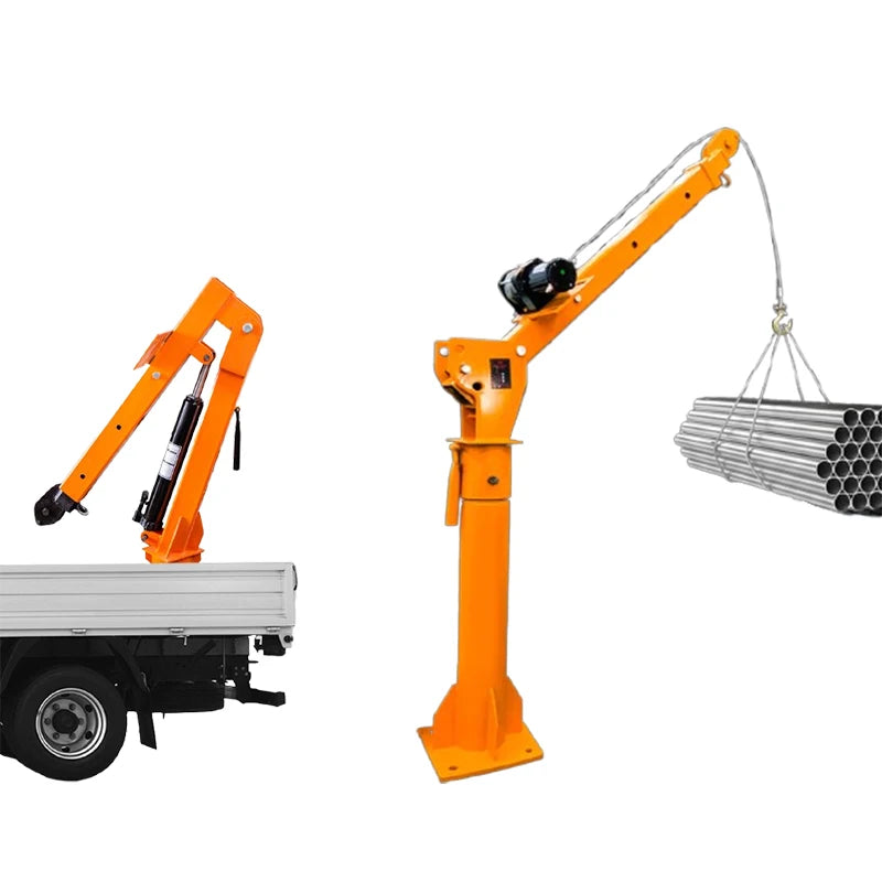 Mobile 500kg 800kg 1000kg mini lift mini pickup hydraulic telescopic boom truck crane lifting