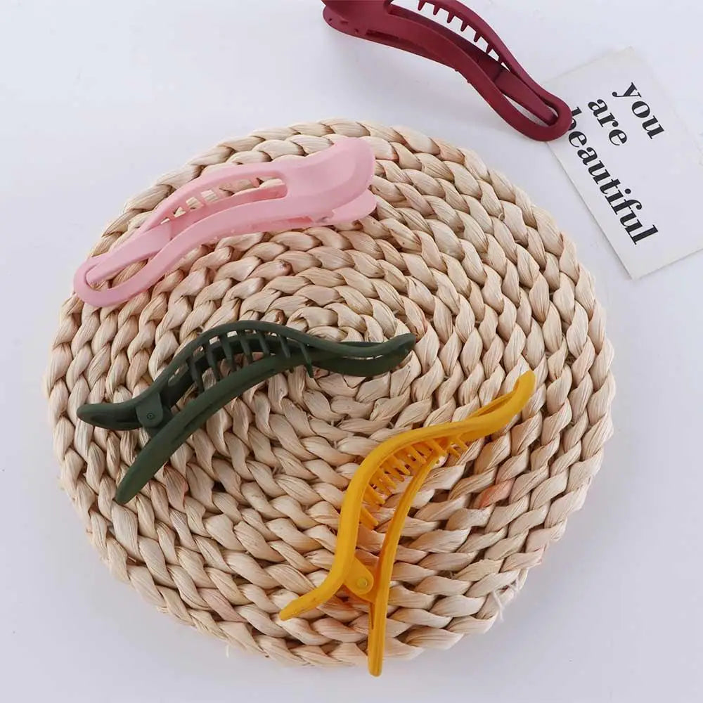 Large Matte Candy Color Hair Claw – Simple Plastic Duckbill Clip for Women and Girls