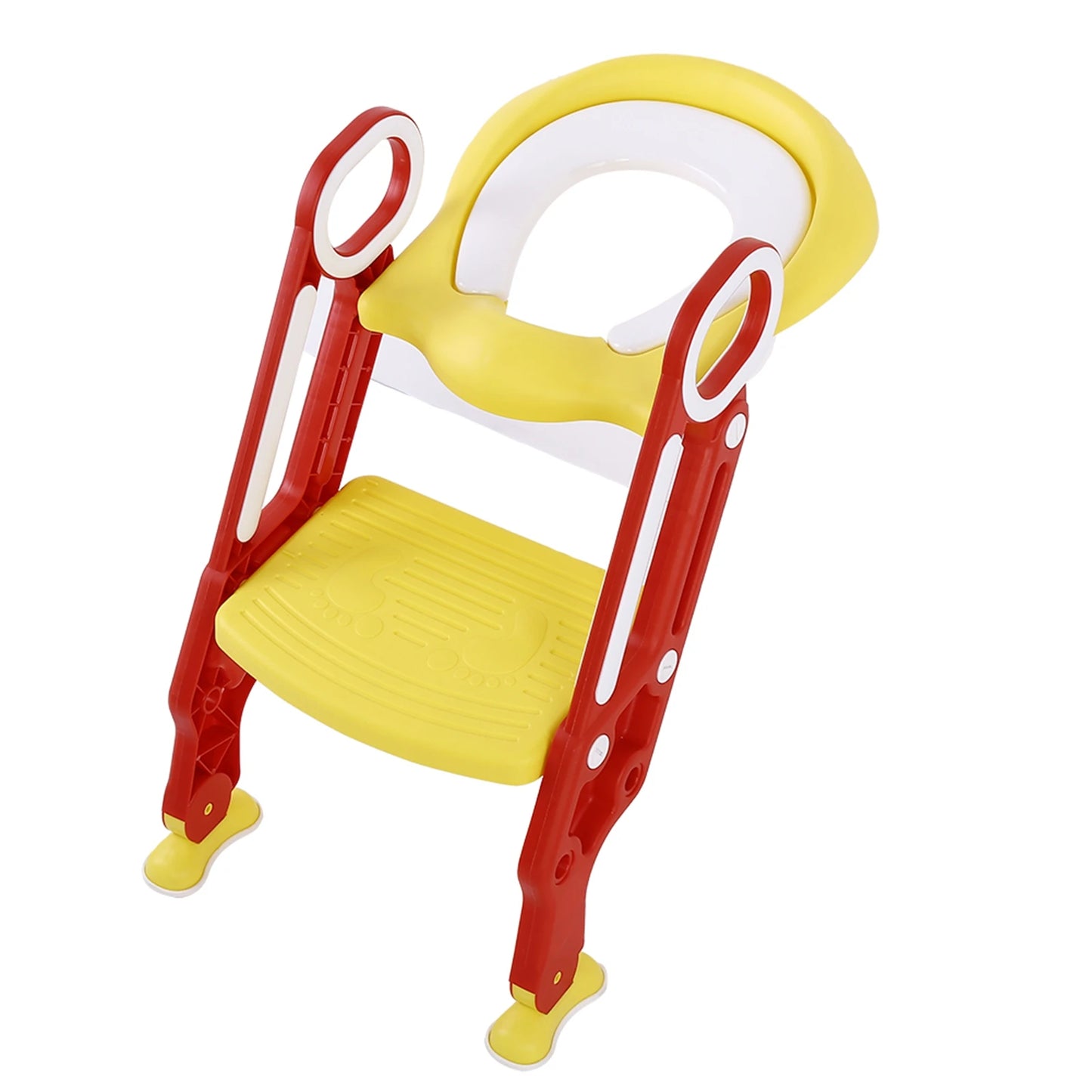 Baby Toddler Soft Toilet Chair Ladder Adjustable Safety Potty Training Seat (Red Yellow)