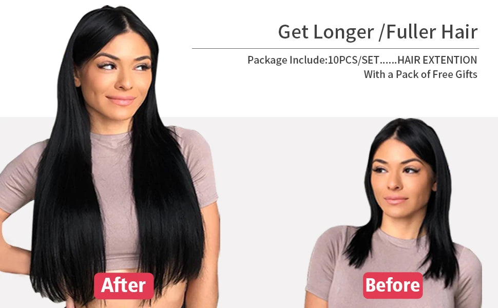 Doreen 160G 200G 240G Volume Series Brazilian Machine Remy Straight Clip In Human Hair Extensions Full Head 10Pcs 16 to 24 Inch