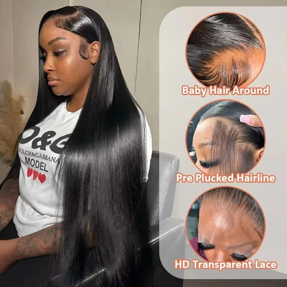 Lafino 200% Density Hd Lace Wig 13x6 Human Hair Straight 13x4 Lace Front Wig Human Hair Bone Straight Black Wig Brazilian Hair