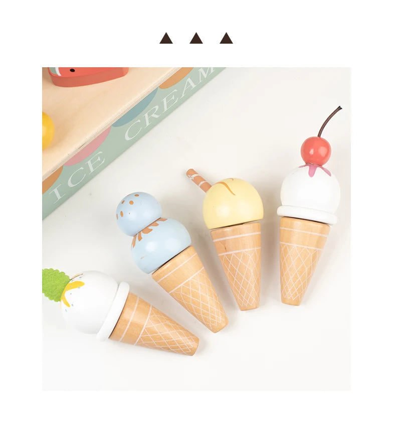 Ice Cream Counter Playset For Kids Montessori Pretend Play Food Toys Kitchen Accessories With Coin Role Play For Kids Girls Boys