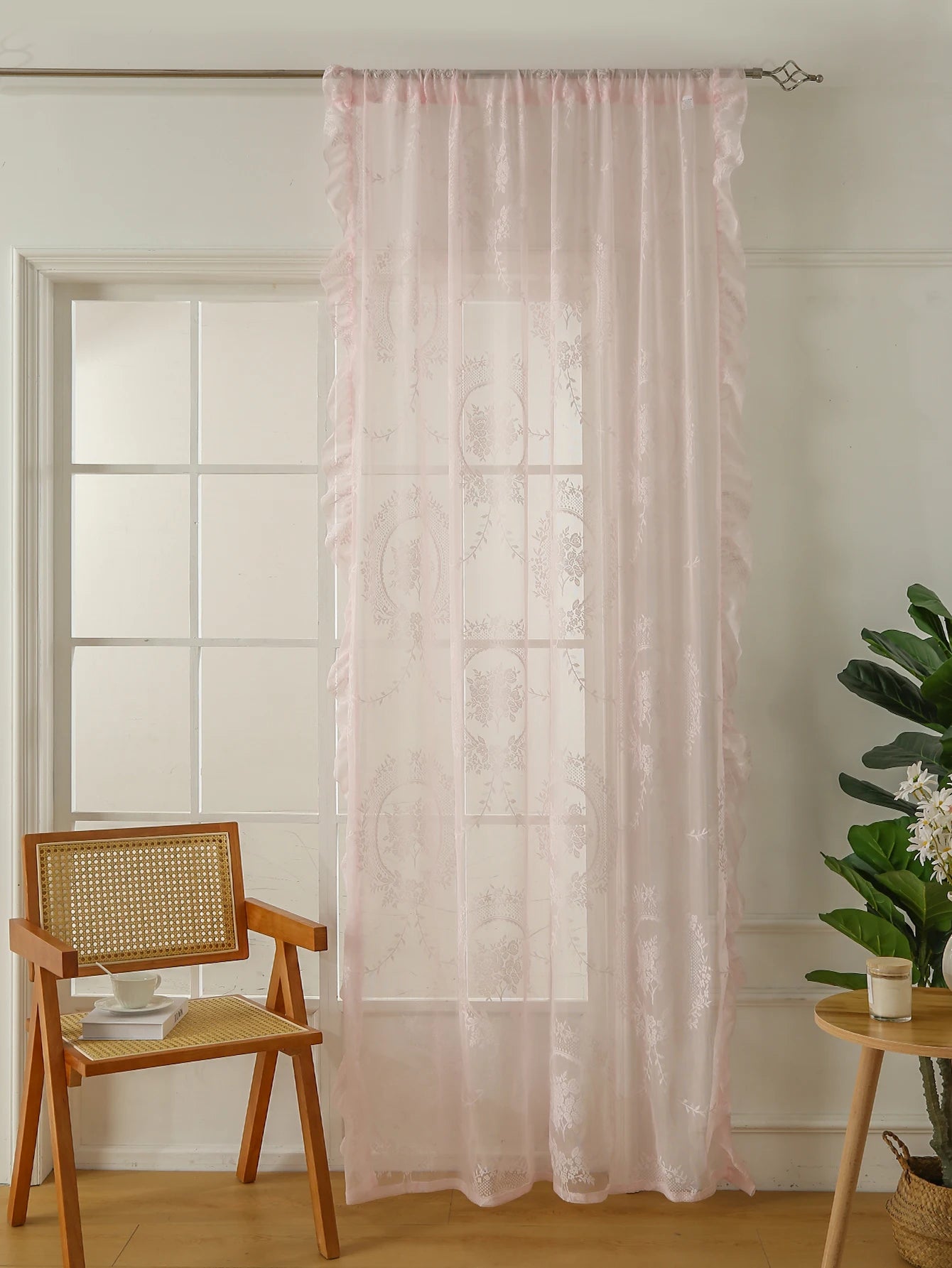 78" Pink Lace Curtains