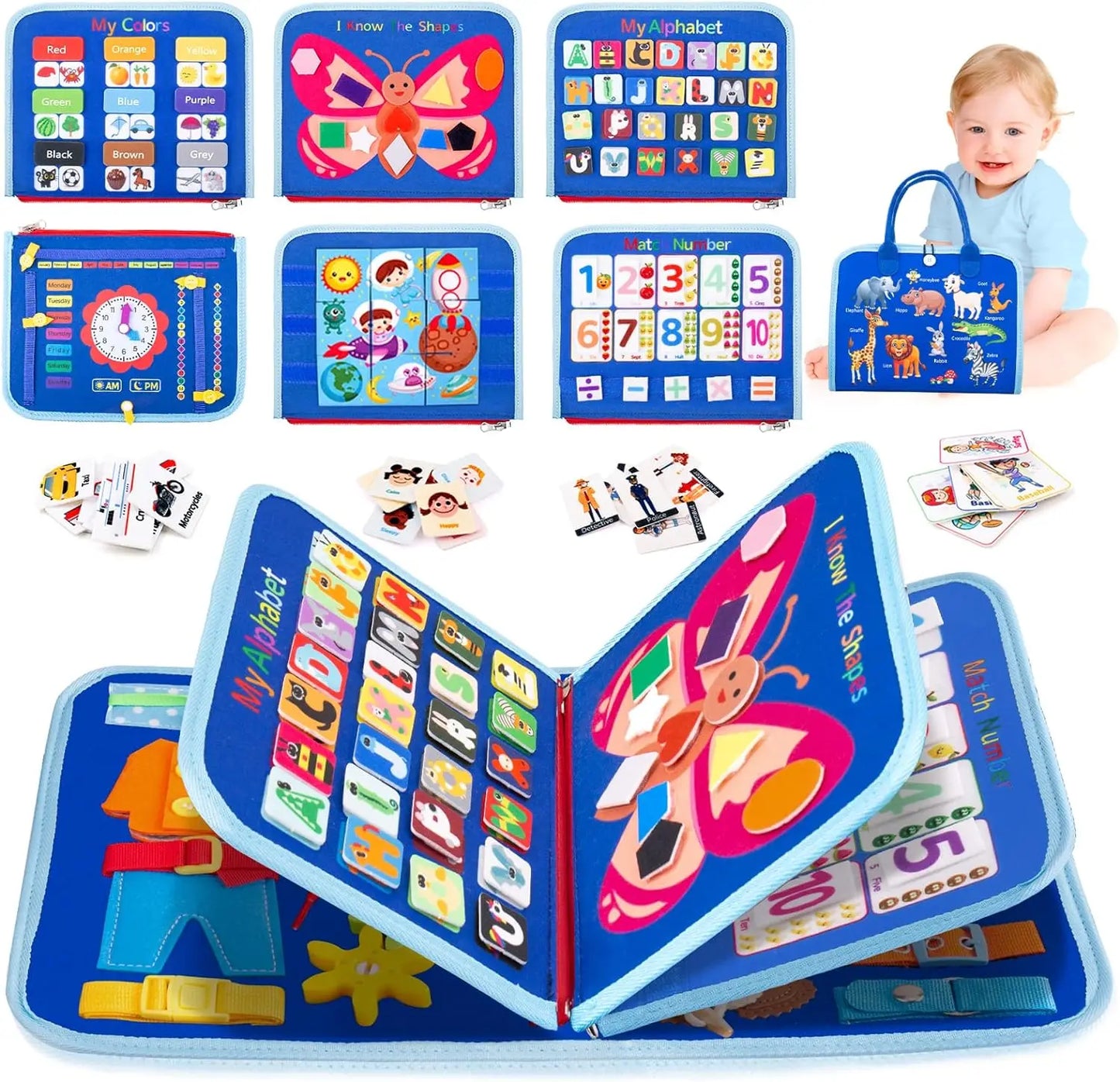 Busy Board Montessori Toys For Toddler Sensory Learning Fine Motor Skills Toys EducationalTravel Activity For Xmas Kids Gifts