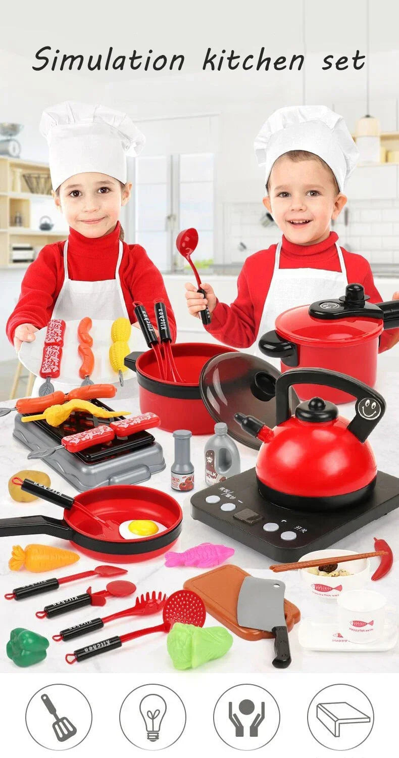 Set For Kids Kitchen Toys Girl Cooking Baby Cutting Fruit Cooking Kitchen Utensils Children's Simulation Education Pretend Play