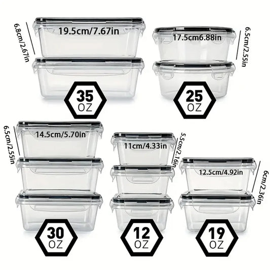 Kitchen Food Containers 12pcs-set, BPA FREE Lunch Box Sugar Cereals Storage Container