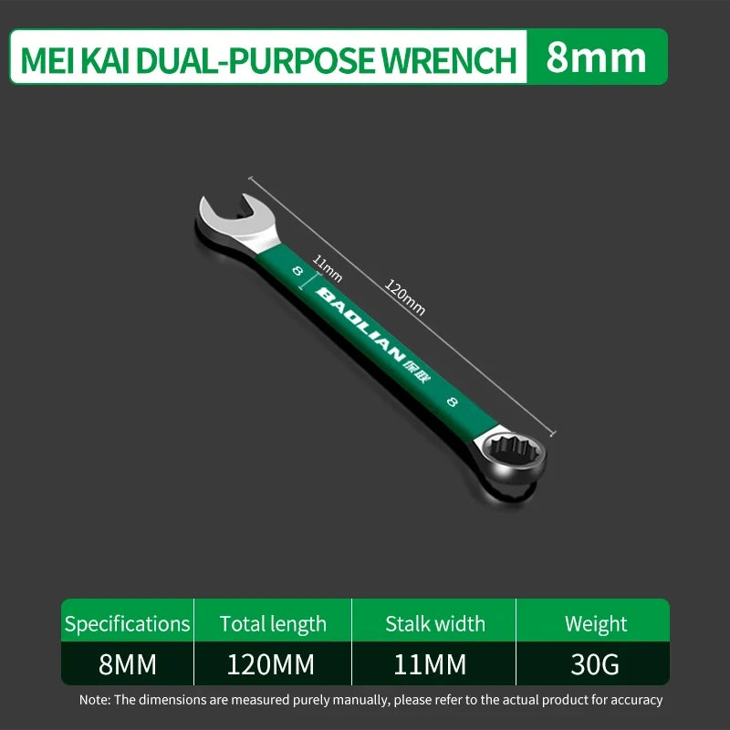 BaoLian Durable Wrench 8-30mm Plum Blossoms Open Combination Wrench Two-Way Double Fast Wrench Auto Repair Tools