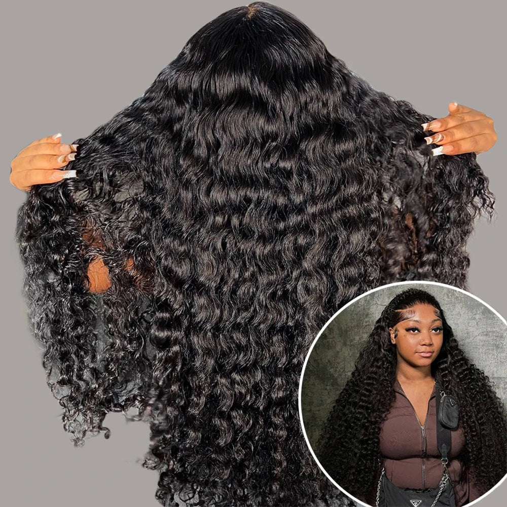Deep Wave 250% High Density 13x6 HD Lace Frontal Human Hair Wig Brazilian Curly Water Wave Lace Frontal Wigs For Women CEXXY