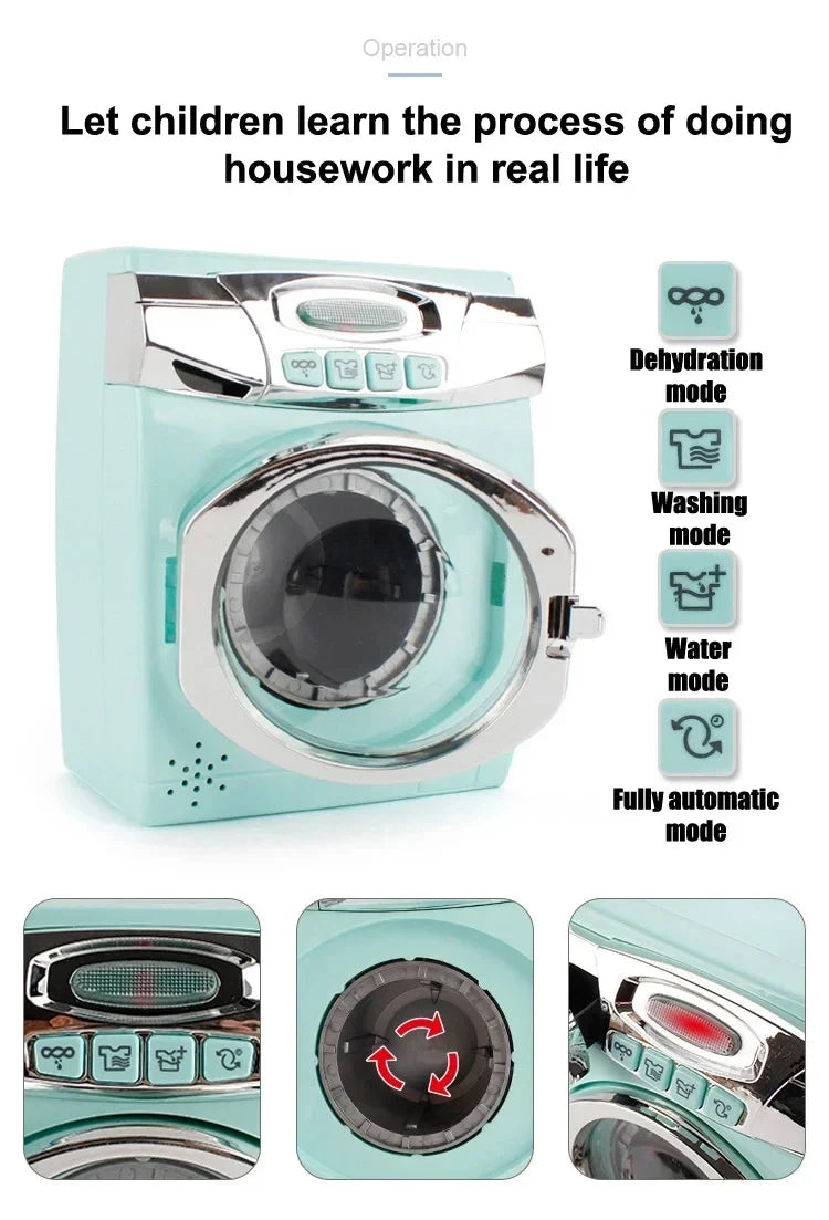Kitchen Toys Set Kids Pretend Play Home Appliances Washing Machine Toaster Microwave Juicer Egg Cooker Girls Boys Play House Toy