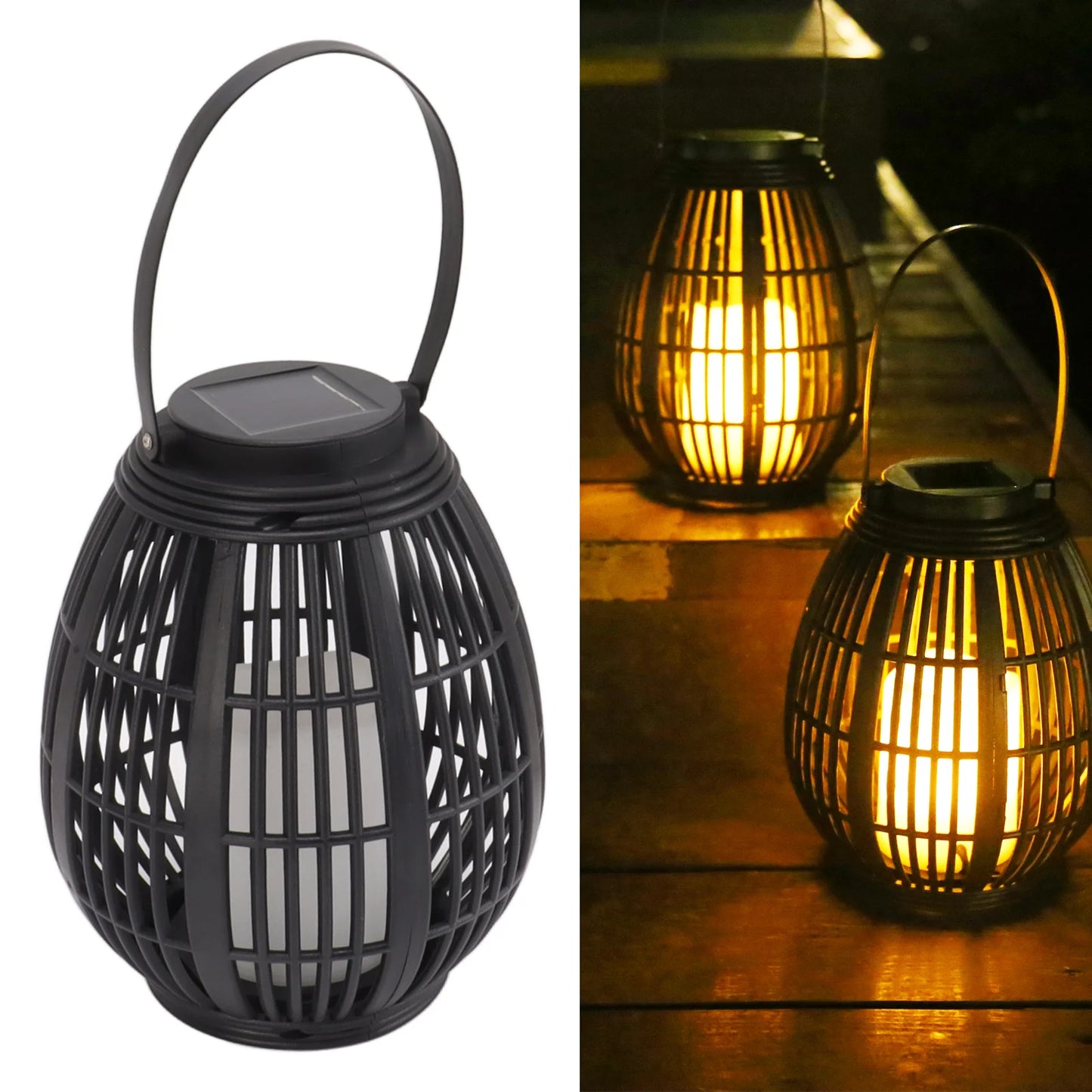 Solar Garden Lantern LED Outdoor Solar Lantern Waterproof Decorative Rattan Lantern For Patio Pathway Courtyard