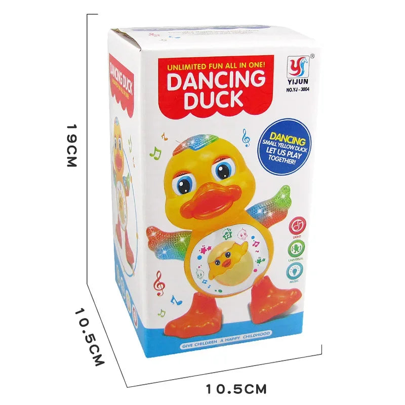 Electronic Dancing Duck Toy – Musical, Flashing Lights, Blinking Eyes, and Body-Shaking Cartoon Animal for Kids