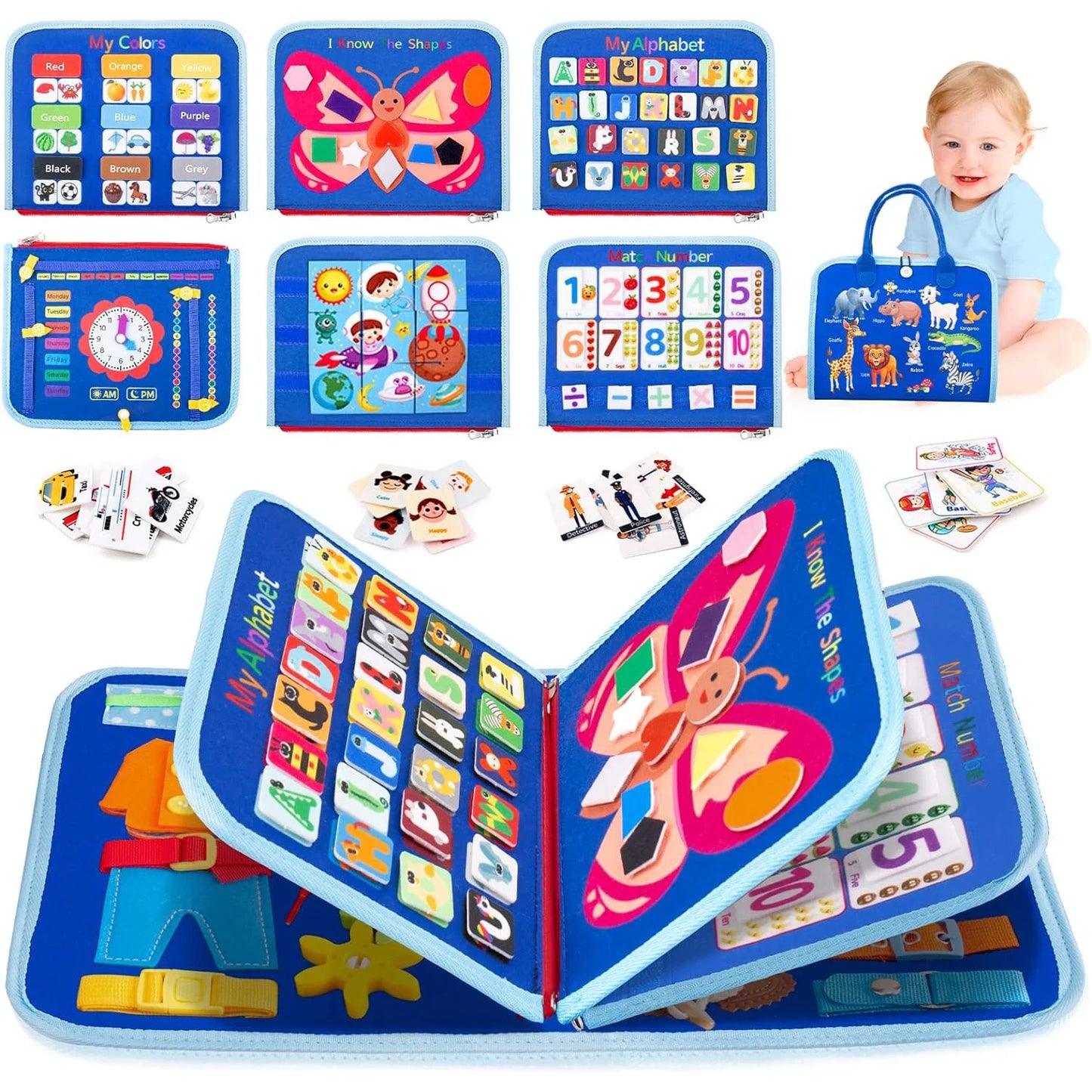 Busy Board Montessori Toys For Toddler Sensory Learning Fine Motor Skills Toys EducationalTravel Activity For Xmas Kids Gifts