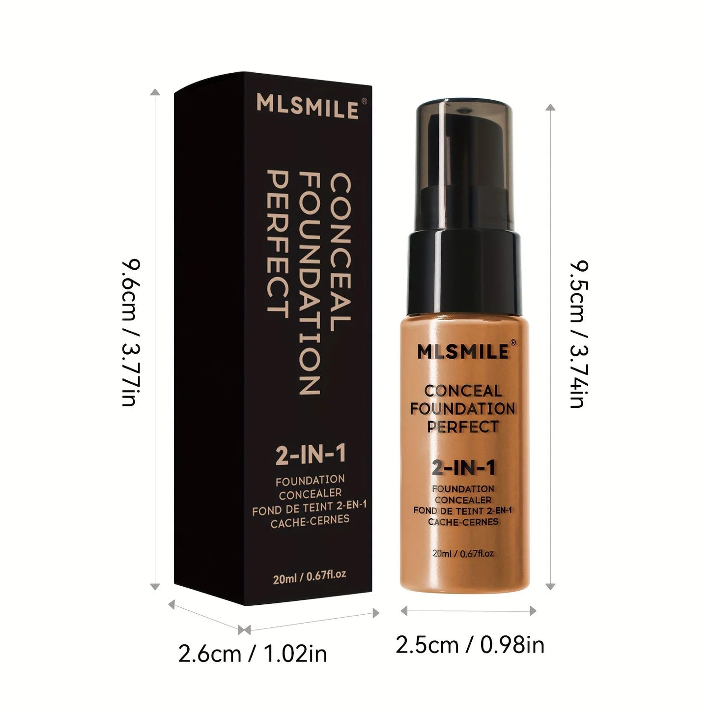 2-In-1 Oil Control Liquid Foundation & Concealer Full Coverage Long Lasting Waterproof Hydrating Brightening Base Makeup