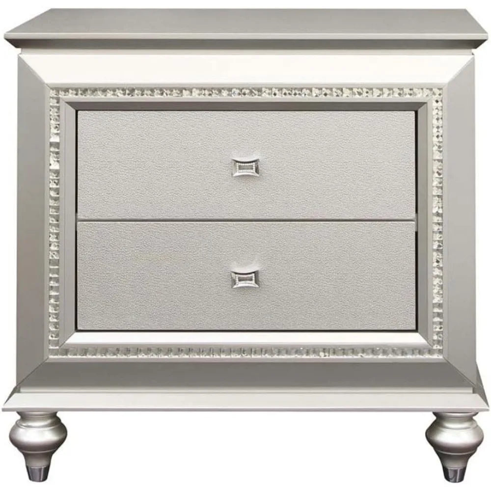 Acme Kaitlyn Nightstand in Champagne | 2-Drawer Contemporary Wood Rectangular Nightstand Champagne