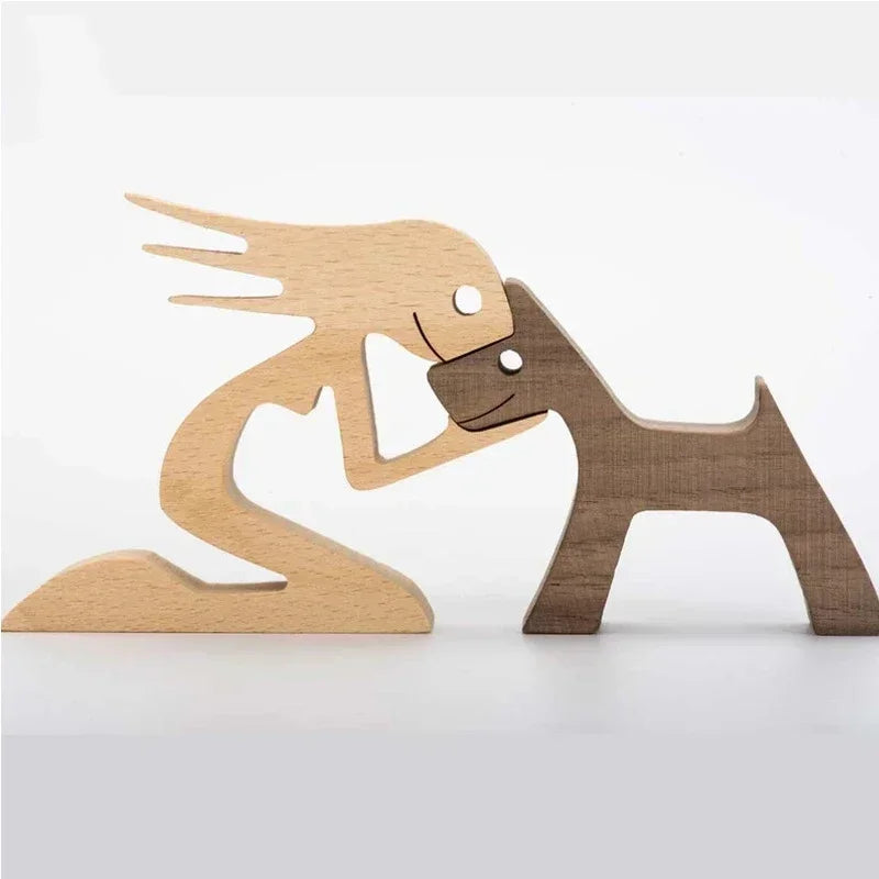 Personalised Wooden Human & Dog Figurine β Custom Handmade Ornament Gift