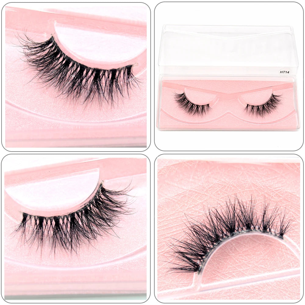 Visofree 3D Mink Half Lashes – Natural Long False Eyelashes with Clear Band, Handmade HT04