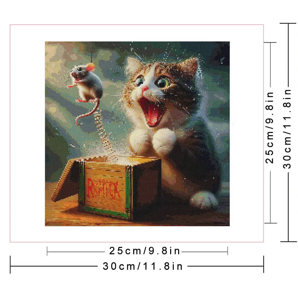 Huacan New Diamond Painting Cartoon Cat Full Diamond Mosaic Animal Complete Kit Diy Handmade Gift Funny Home Decor