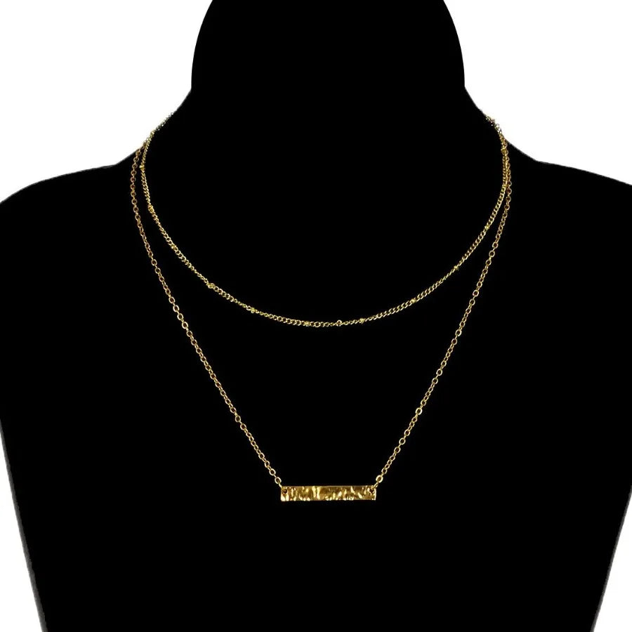 Layered Heart Necklace Pendant Handmade 18k Gold Plated Dainty Gold Choker Arrow Bar Layering Long Necklace for Women