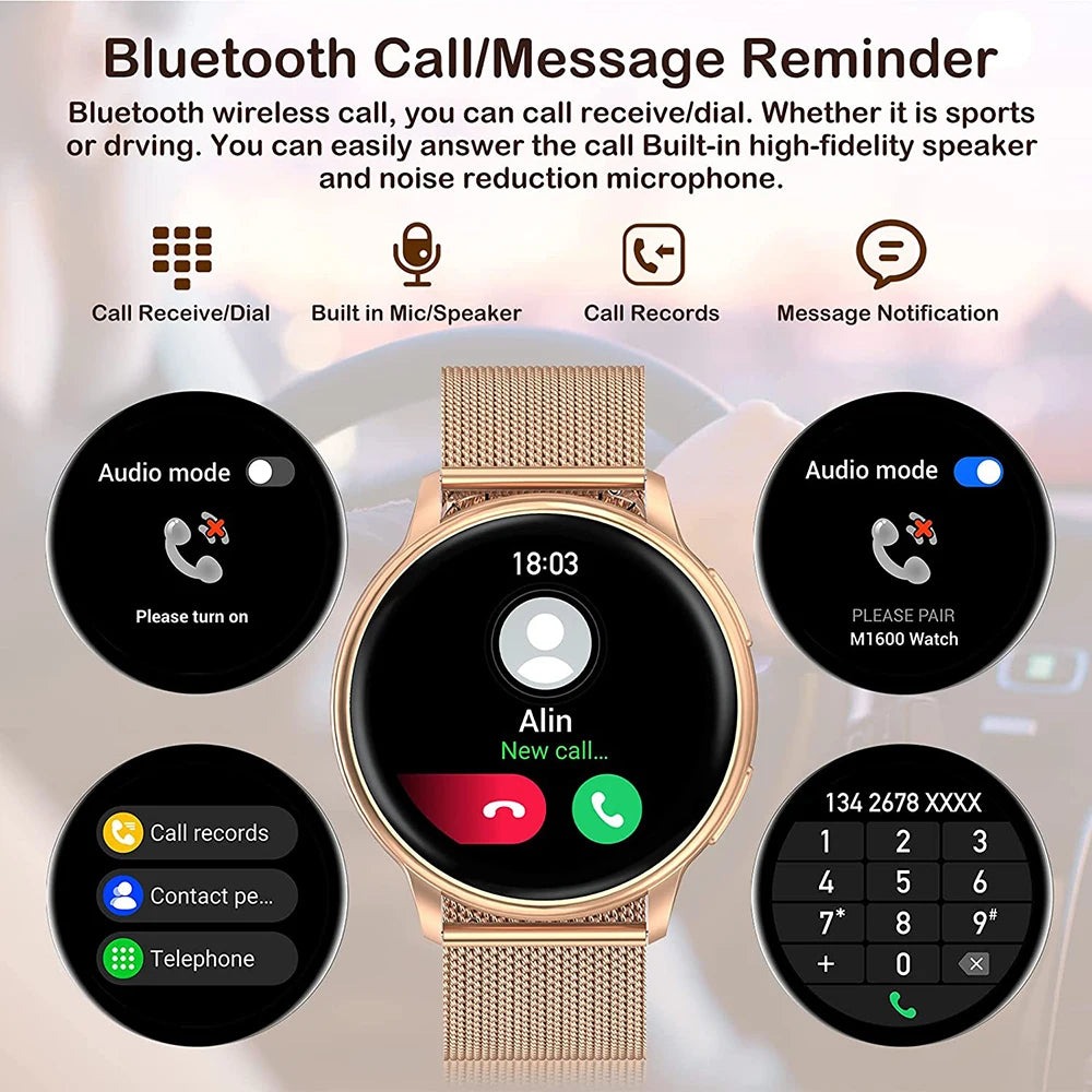 Womens Sport Fitness Bluetooth Call Smart Watch