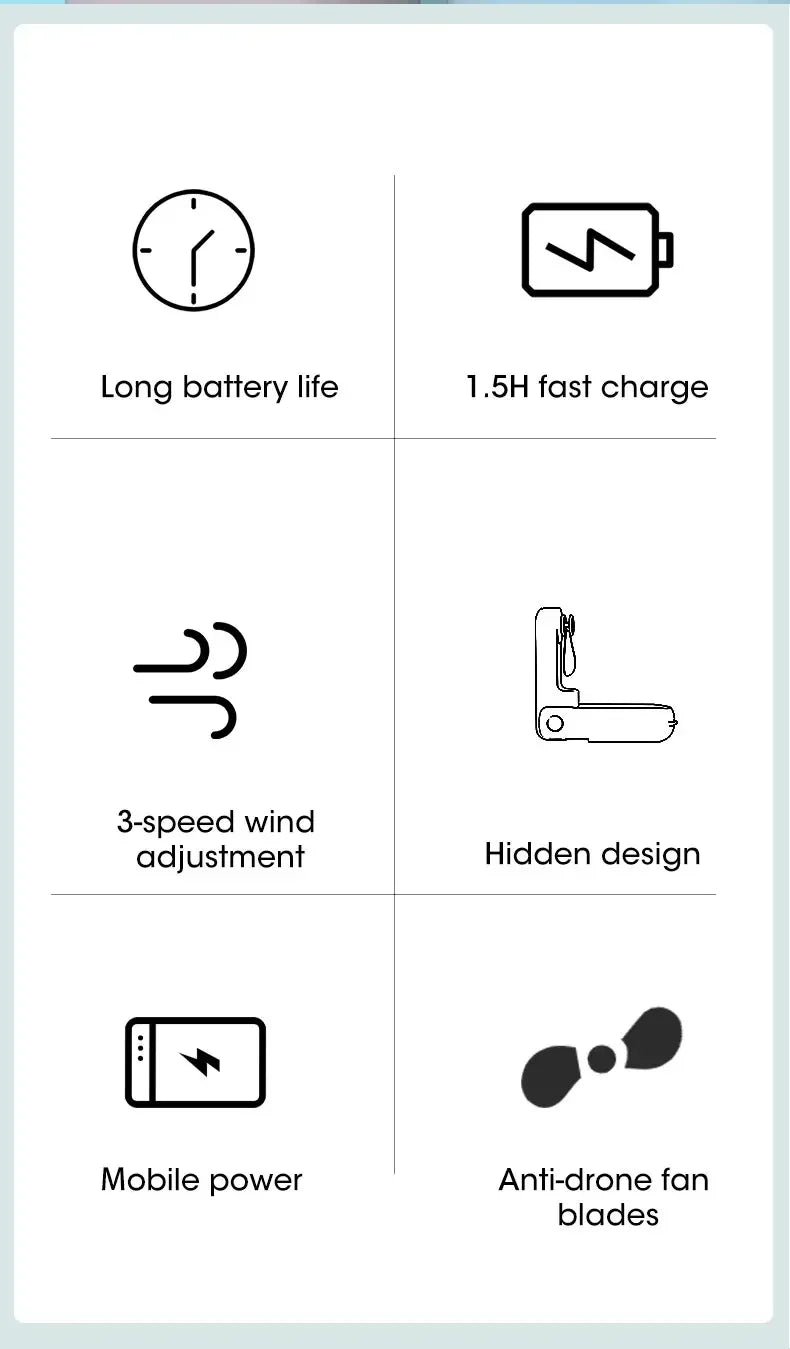 2000mAh Mini Portable Fan USB Rechargeable Handheld Desktop Fan
