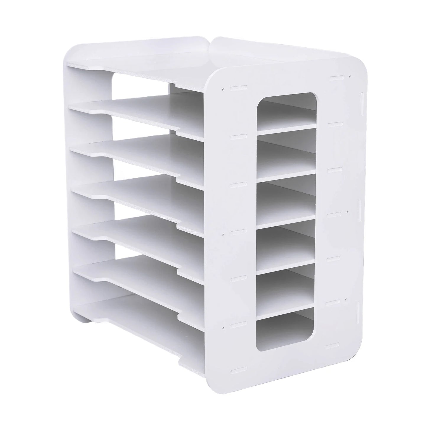 7 Tier White Wooden Office Desk Desktop Organizers and Accessories Letter Tray Paper Sorter Holder File Rack Shelf Lite