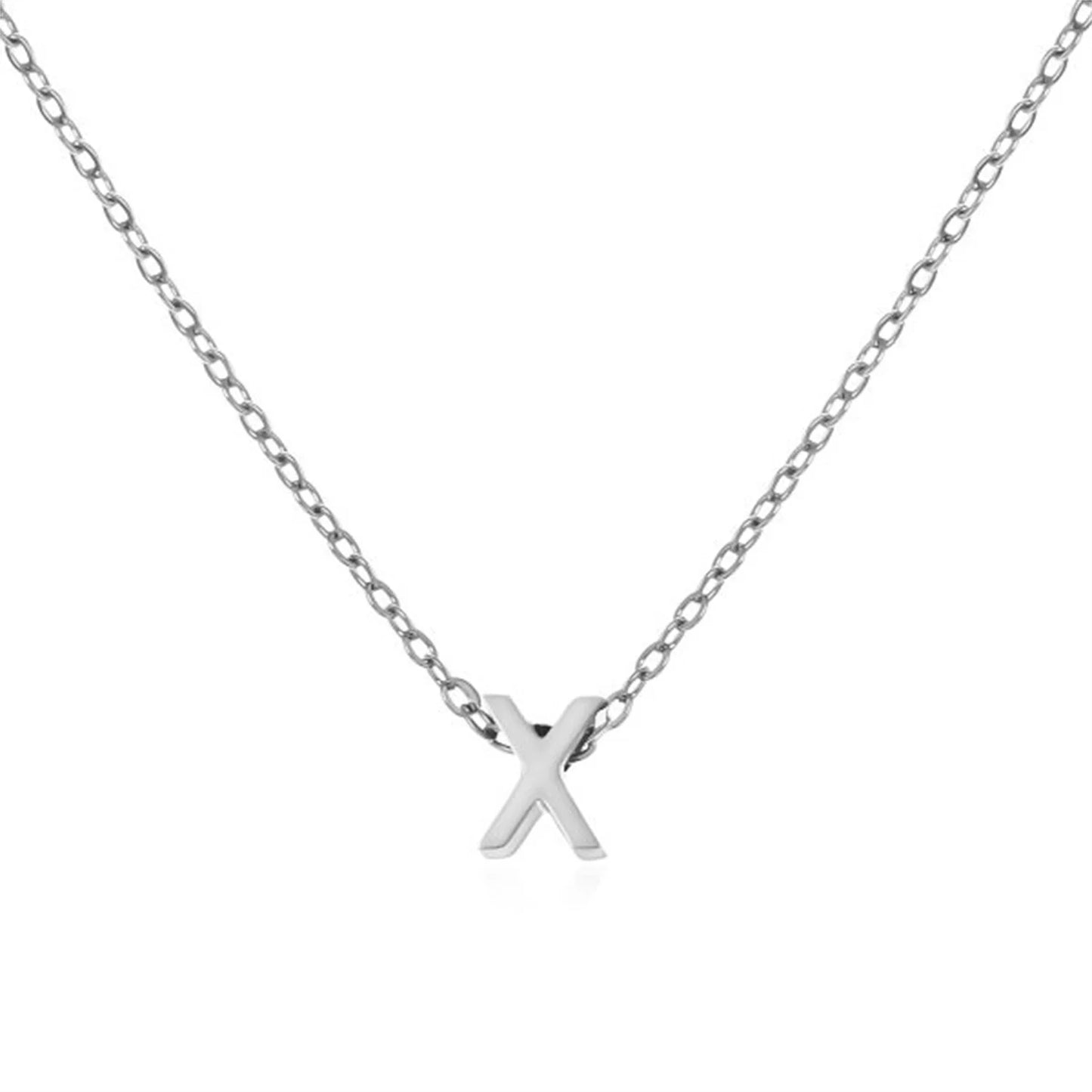Silver Color Tiny A-Z Initial Letter Necklace for Women Stainless Steel 26 Alphabet Name Pendant Necklaces Jewelry Birthday Gift