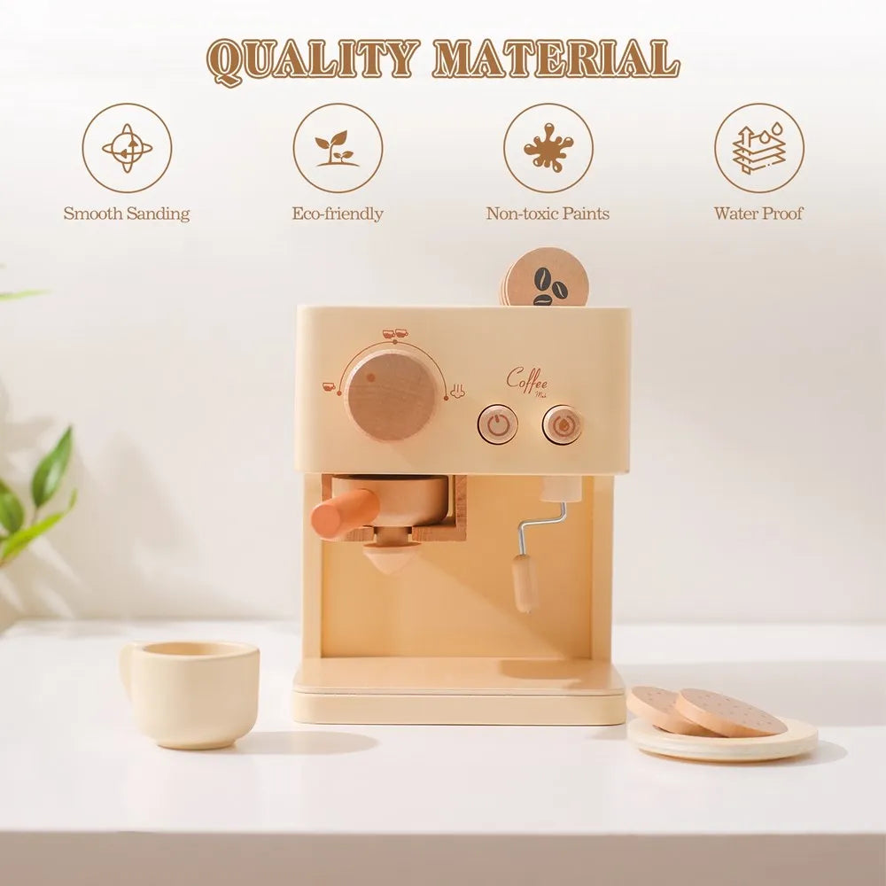 Children's Coffee Machine Kitchen Toys Wooden Montessori Toy Set Kids Cosplay Play House Early Education Educational Toys Gifts