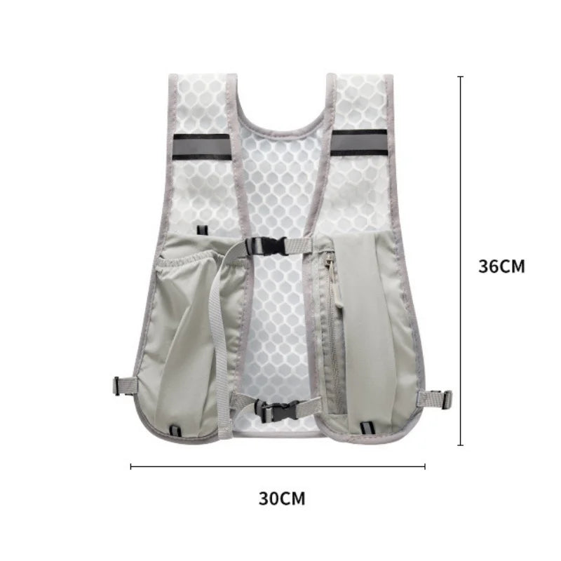 Lightweight Running Vest Reflective Safety Vest For Outdoor Cycling Climbing Hiking Sports Water Cup Storage Phone Organizer