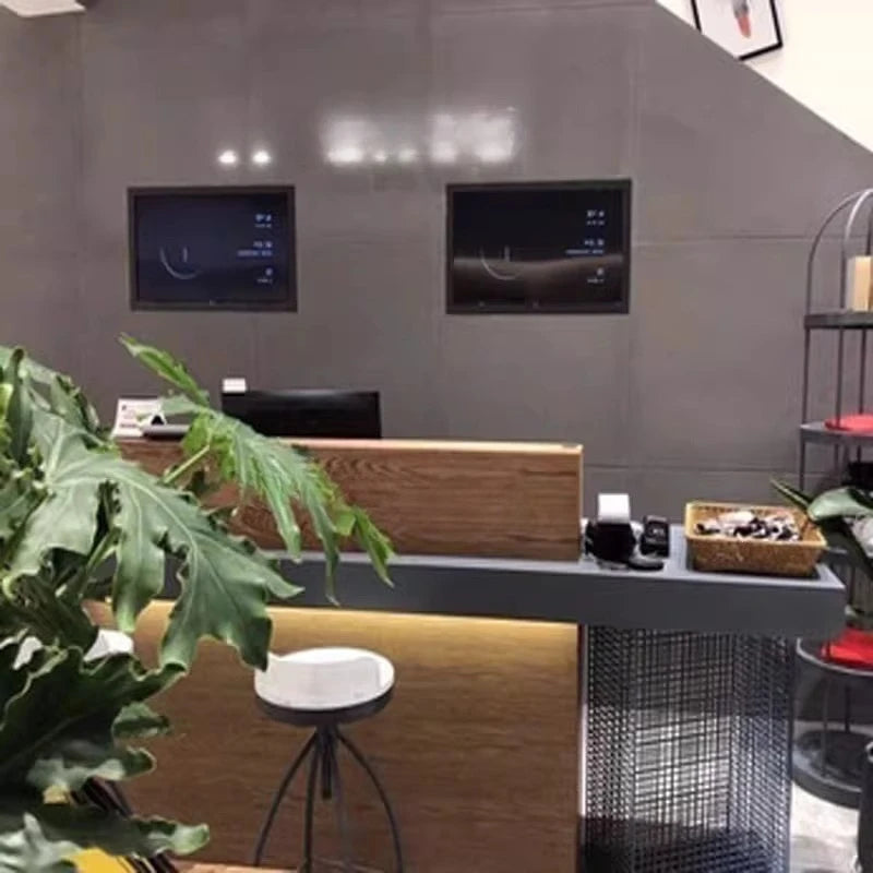 Counter commercial, store small simple beauty salon front desk reception desk