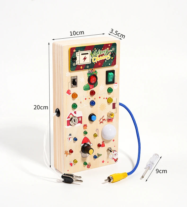 Kids Early Education Toys Electronic Led Light Baby Wooden Sensory Busy Board Montessori For Toddler Christmas Gifts